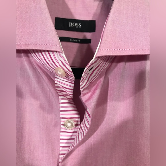 Hugo Boss pink shirt with stripe contrast - Picture 1 of 3